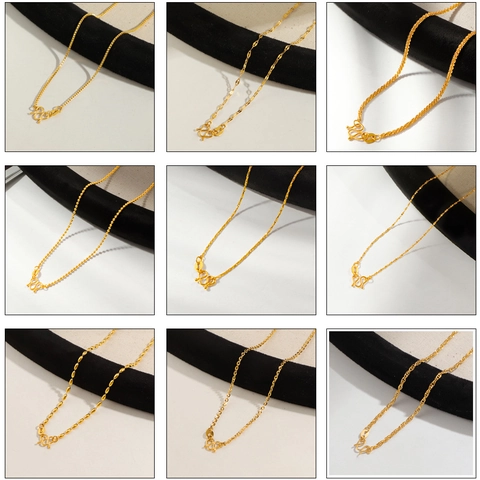 Waterproof Titanium Steel Gold Plated Chain Necklace For Women Minimalist M-buckle Snake Box Chopin Wheat Jewelry