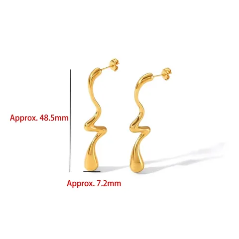 Pendientes De Botón Con Forma De Ola Irregular Chapados En Oro De 18K Acero Inoxidable Lava Fluida Joyería Moderna Para Mujer