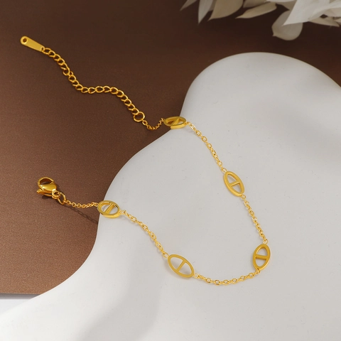 Pulsera De Acero Inoxidable Para Mujer Cadena De Ancla De Nariz De Cerdo Joyería Minimalista Accesorio De Moda Ajustable
