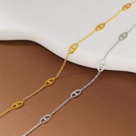 Pulsera De Acero Inoxidable Para Mujer Cadena De Ancla De Nariz De Cerdo Joyería Minimalista Accesorio De Moda Ajustable