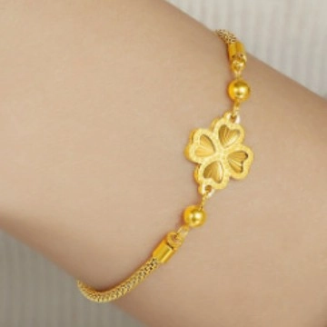 Kleeblatt Herz Blume Armband Edelstahl Vergoldet Mesh Kette Romantischer Süßer Schmuck Für Damen