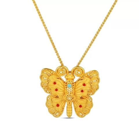 Vintage Vlinder Hanger Ketting Koper Goudkleur Emaille Filigraan Opengewerkt Elegant Accessoire Sieraden Voor Dames Meisjes