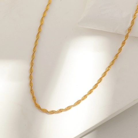 Collana A Catena Torta In Acciaio Inossidabile Placcato Oro Minimalista Scintillante Gioielli Eleganti Per Donna
