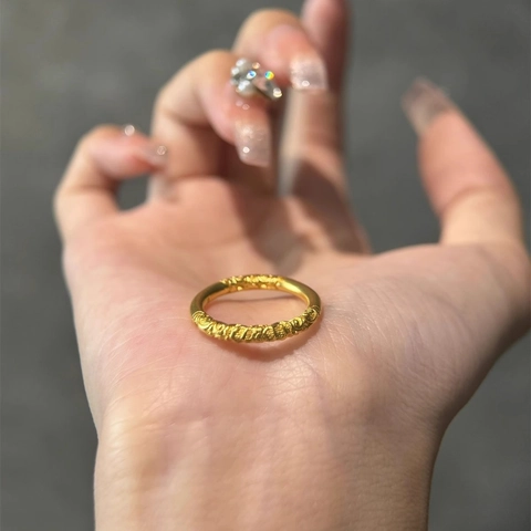 Anillo A Fascia Stile Cinese Vintage Con Motivo A Volute Rame Inciso Placcato Oro Gioielli Tradizionali Uomini Donne Coppie