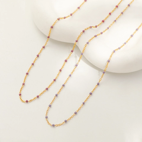 Collana Choker Con Perline Colorate In Acciaio Al Titanio Placcato Oro 18K Smalto Gioielli Minimalisti Da Donna