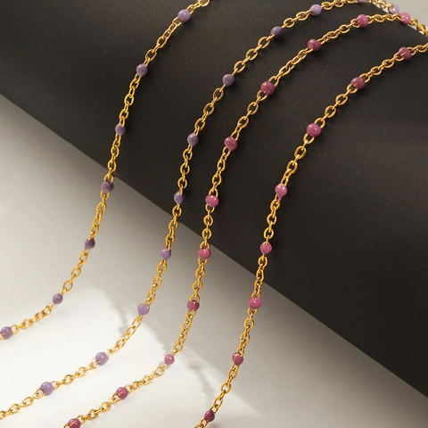 Collana Choker Con Perline Colorate In Acciaio Al Titanio Placcato Oro 18K Smalto Gioielli Minimalisti Da Donna