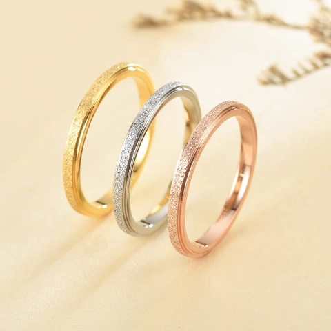 Minimalistischer Titanstahl Mattierter Ring Für Damen Roségold Silber Sandgestrahlter Einfacher Bandring Modeschmuck