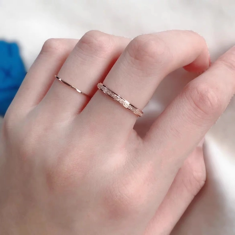 Minimalistischer Titanstahl Mattierter Ring Für Damen Roségold Silber Sandgestrahlter Einfacher Bandring Modeschmuck