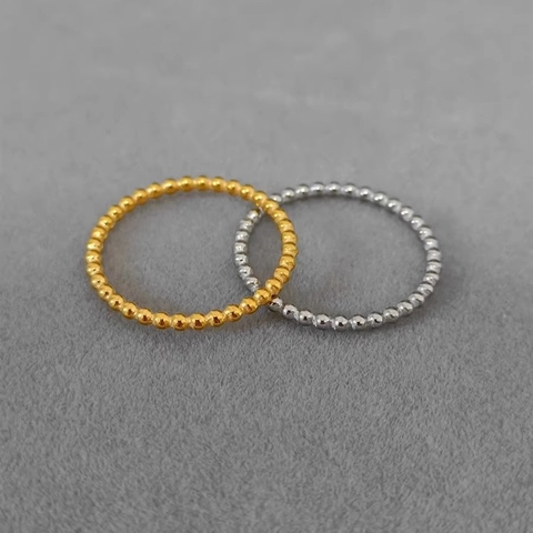 Minimalistischer Perlenring Edelstahl 18K Vergoldet Stapelbar Perlen Ring Für Damen Französischer Stil