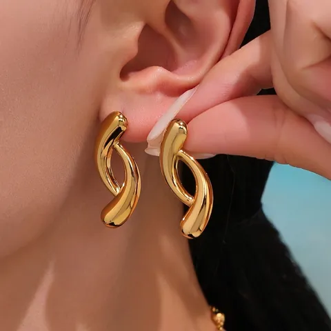 Orecchini A Torsione In Acciaio Inossidabile A Goccia D'acqua Gioielli A Cerchio Geometrici Multistrato Per Donna Accessori