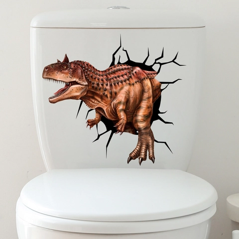 3D Dinosaurier Wandaufkleber Kreatives Wasserdichtes PVC Toiletten Aufkleber Abnehmbare Bad Heimdekoration Neuheit