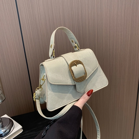 Vintage Damen PU Leder Handtasche Mit Goldener Metallgewebe Quadratischer Schnalle Klappe Umhängetasche Für Den Täglichen Weg Urban Minimalistisch Kleine Quadratische Tasche