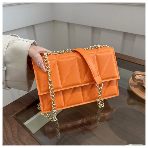 Borsa a Spalla da Donna Alla Moda Trapuntata Geometrica Con Catena in Pelle PU Borsa a Tracolla Piccola Quadrata Elegante
