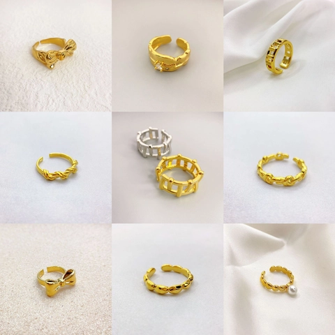 Mode Schleife Messing Ring 18K Vergoldet Texturiert Offen Einstellbar Zeigefinger Ring Für Damen Elegantes Schmuck Geschenk