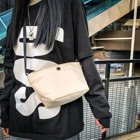 Bolso Bandolera Sencillo de Nailon para Mujer Bolso Bombonera Casual Versátil Pequeño Bolso de Hombro para Hombre Estilo Callejero