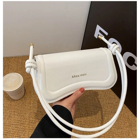 Borsa A Spalla Da Donna Pelle PU Tracolla Annodata Fondo Incurvato Piccola Borsa Quadrata Tracolla Ascellare Elegante