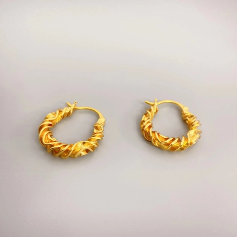 Pendientes De Aro Torsatados Croissant Chapado En Oro 18K Cobre Minimalista Geométrico Joyería Para Mujeres Estilo Francés