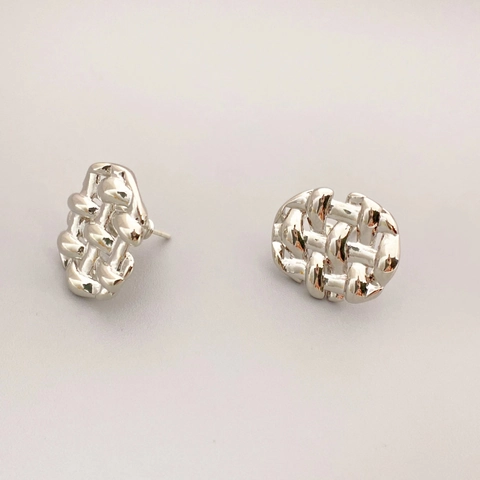 Orecchini A Lobo Rotondi Geometrici In Rame Intrecciato Cavo Chic Metallico Minimalista Per Donna Con Perno In Argento 925