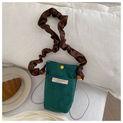 Borsa A Tracolla Per Cellulare In Velluto A Coste Donna Con Tracolla A Volant Piccola Borsa Casual Stile Coreano