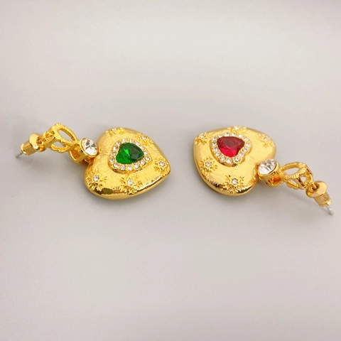 Orecchini A Goccia A Forma Di Cuore Zircone Rame Placcato Oro 18K 925 Sterling Silver Earring Post Donne