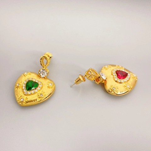 Orecchini A Goccia A Forma Di Cuore Zircone Rame Placcato Oro 18K 925 Sterling Silver Earring Post Donne