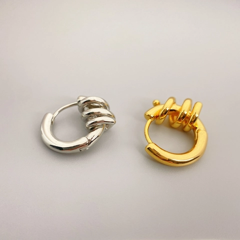 Orecchini A Cerchio Geometrici Chic Design A Spirale Avvolta Multistrato Ottone Placcato Oro 18K Gioielli Minimalisti Donna