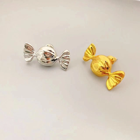 Snoepvorm Oorknopjes Messing 18K Verguld Met 925 Sterling Zilveren Oorsteker Koreaanse Mode Sieraden Dames