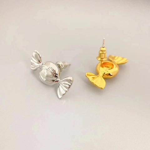 Snoepvorm Oorknopjes Messing 18K Verguld Met 925 Sterling Zilveren Oorsteker Koreaanse Mode Sieraden Dames