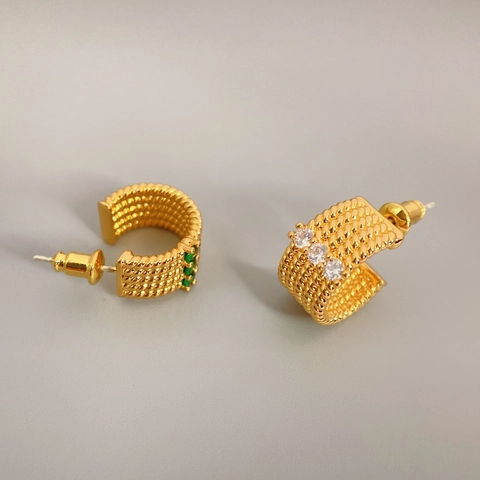 C-Förmige Goldene Creolen Mit 925 Sterling Silber Ohrstecker Gedrehte Seilstruktur Mit Strasssteinen Für Damen