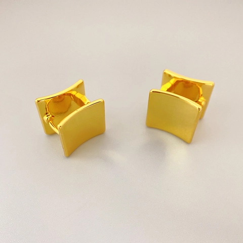 Geometrische Quadratische Creolen 18K Vergoldetes Messing Minimalistischer Polierter Modeschmuck Für Damen