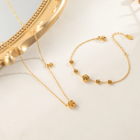 3D Camellia Bloem Ketting Goud Verguld Titanium Staal Elegante Sleutelbeen Ketting Voor Vrouwen Zoete Florale Accessoire
