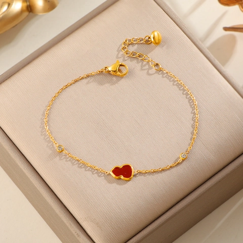 Elegante Bracciale Con Ciondolo A Zucca Rossa Lega Placcata Oro Con Zirconia Cubica Catena Regolabile Da Donna