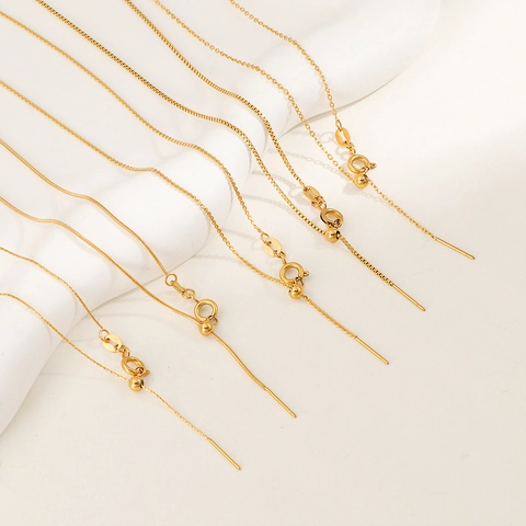 Verstelbare Ketting 18K Verguld Titanium Staal Schuifkraal Pin Einde DIY Sieraden Voor Vrouwen
