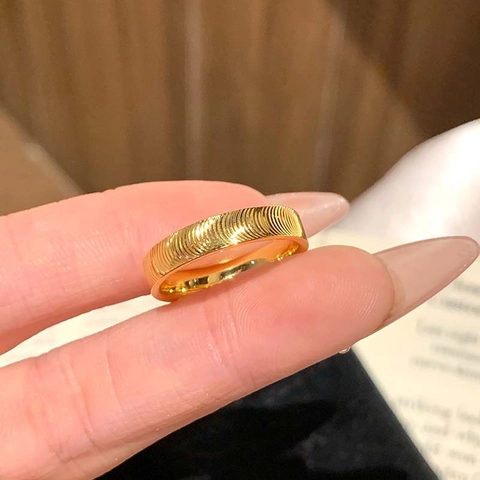 Minimalistischer Ring Mit Wellenstruktur Edelstahl Vergoldet Wellenmuster Schmuck Für Damen Verblasst Nicht