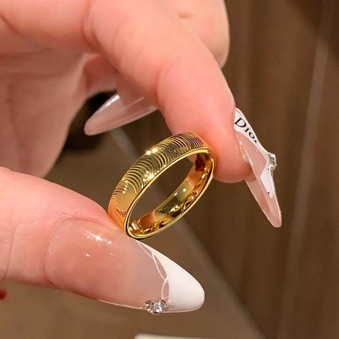 Minimalistischer Ring Mit Wellenstruktur Edelstahl Vergoldet Wellenmuster Schmuck Für Damen Verblasst Nicht
