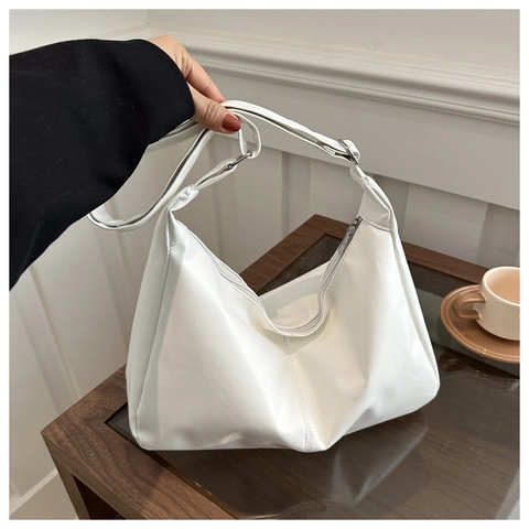 Sac Cabas pour Femmes en Cuir PU Grande Capacité Minimaliste Sac à Bandoulière Souple Style Urbain Décontracté Travail Hobo
