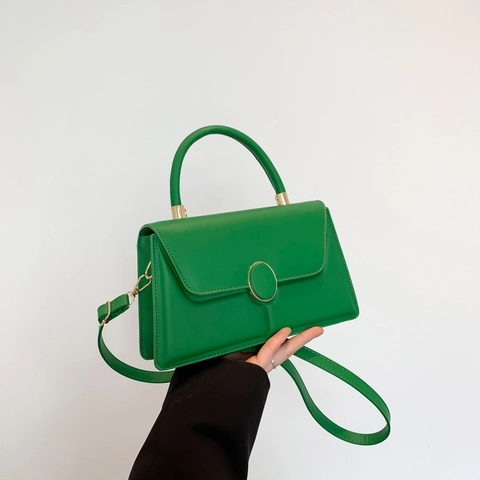 Semplice Borsa a Tracolla da Donna in Pelle PU con Patta Borsa Crossbody in Tinta Unita con Fibbia in Metallo Versatile Borsetta Quadrata Urbana