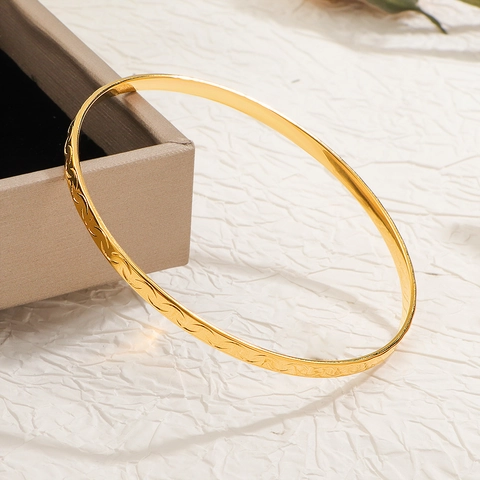 Brazalete De Acero Inoxidable Chapado En Oro Minimalista Con Patrón De Ondas Smile Para Mujer Joyería De Moda Coreana Simple