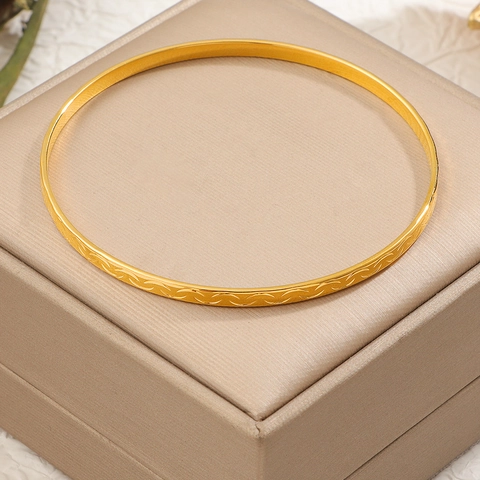 Brazalete De Acero Inoxidable Chapado En Oro Minimalista Con Patrón De Ondas Smile Para Mujer Joyería De Moda Coreana Simple