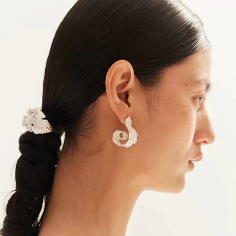 Feather Leaf Hoop Earrings With Zircon Gold Plated Brass And 925 Sterling Silver Earring Post Elegant For Women