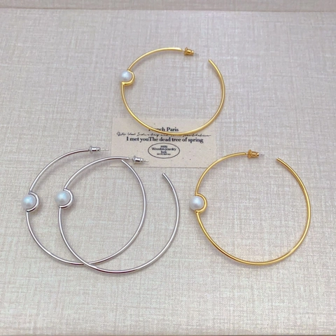 Pendientes De Aro Grandes Elegantes Cobre Bañado En Oro 18K Perla Artificial Con Poste De Plata Esterlina 925 Para Mujer Joyería