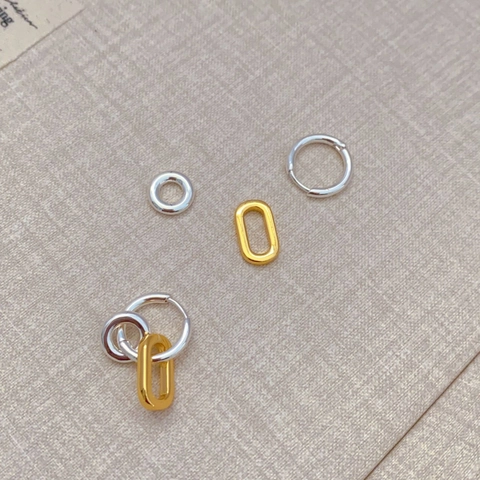 Ineinandergreifende Creolen 18K Vergoldetes Messing Zweifarbig Geometrisch Abnehmbar Für Damen Vintage Chic Stil