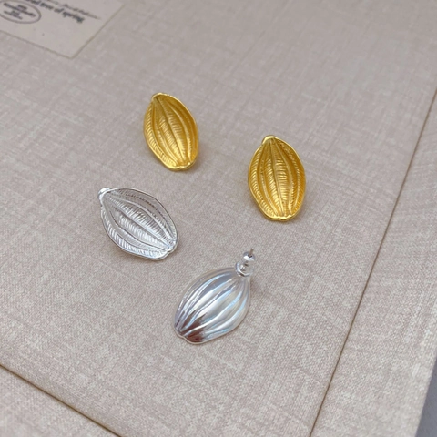 Vintage Pomegranate Seed Stud Earrings Copper With 925 Sterling Silver Earring Post Elegant Pastoral Textured Women
