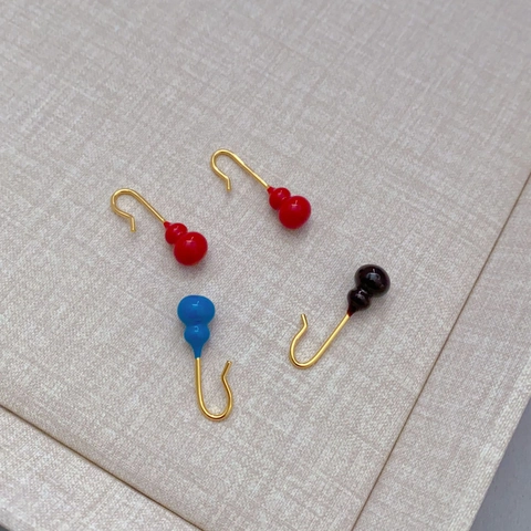 Gourd Dangle Hook Earrings Copper Brass 18K Gold Plated Enamel Glaze Simple Oriental Retro Style For Women