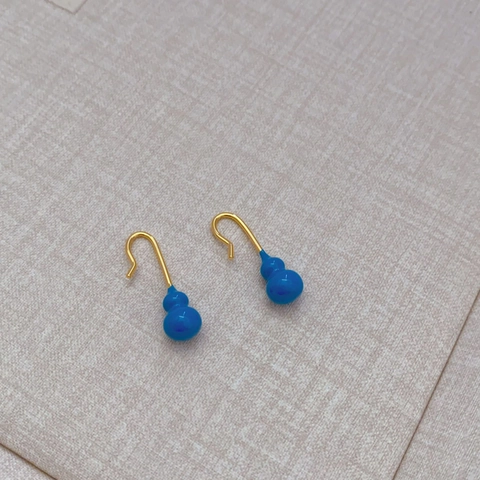 Gourd Dangle Hook Earrings Copper Brass 18K Gold Plated Enamel Glaze Simple Oriental Retro Style For Women