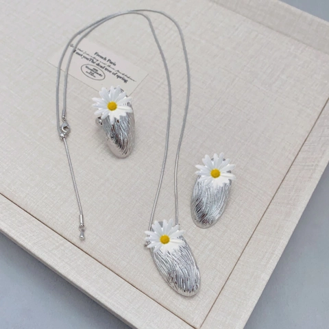 Vintage Gänseblümchen Oval Gebürsteter Kupfer Schmuck Mit 925 Sterling Silber Ohrring Post Für Frauen Retro Floral