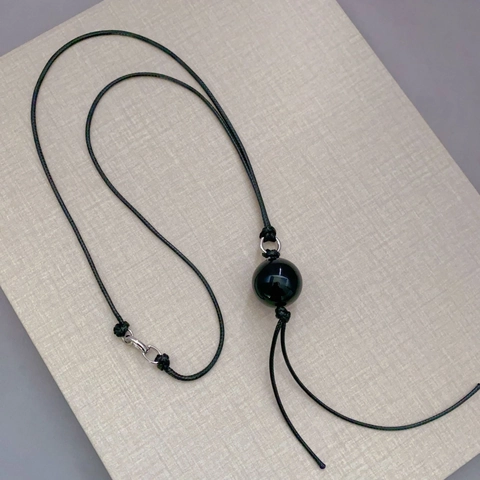 Harz Kugel Anhänger Halskette Mit Handgewebter Wachsseil Kette Vintage Minimalistischer Stil Für Damen Pulloverkette