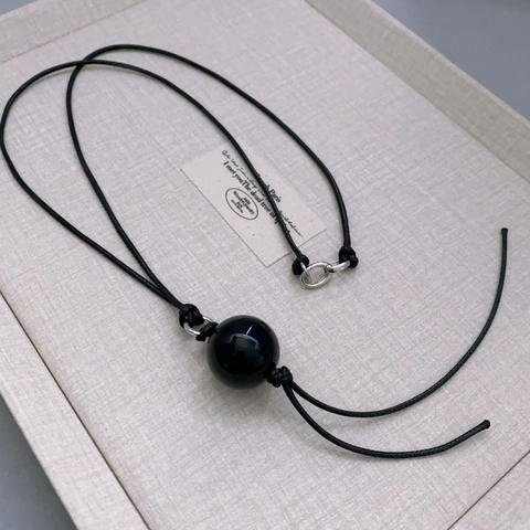 Harz Kugel Anhänger Halskette Mit Handgewebter Wachsseil Kette Vintage Minimalistischer Stil Für Damen Pulloverkette