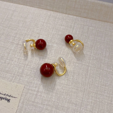 Fashion Alloy Imitation Artificial Pearl Agate Non Pierced Ear Clips With Gold Plating And Silicone Pads Comfortable U Shaped