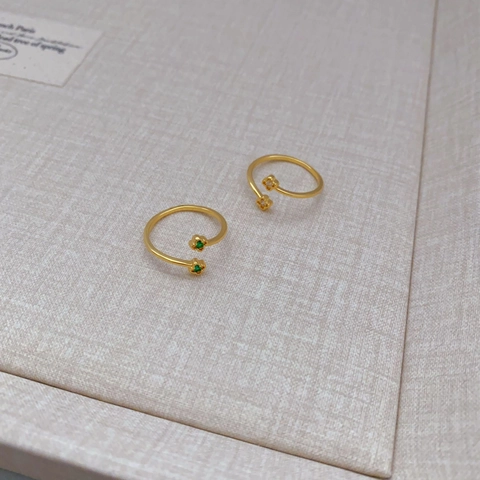 Minimalistischer Blumen Offener Ring Vergoldetes Kupfer Zirkon Verstellbarer Schmuck Für Damen Eleganter Modeschmuck